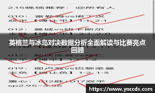 英格兰与冰岛对决数据分析全面解读与比赛亮点回顾